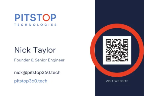 Pitstop Orbit business card artwork