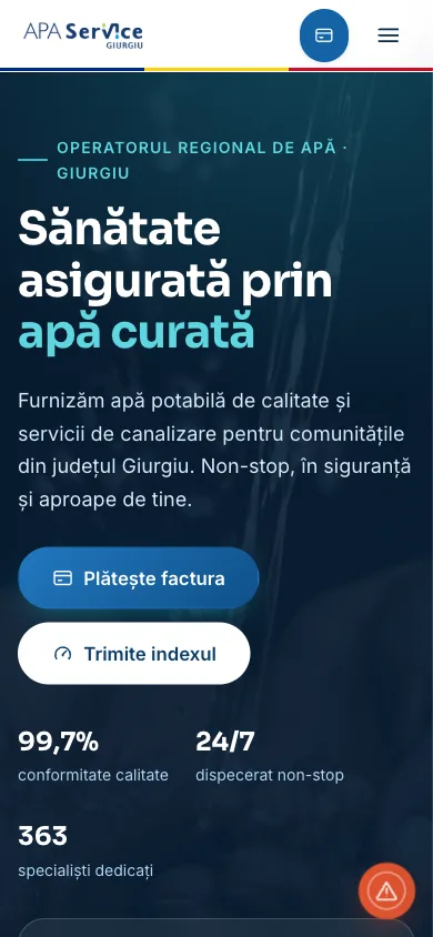 APA Service Giurgiu website on a phone